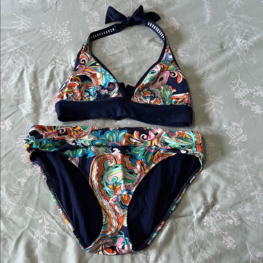 Tommy Bahama Navy and Multicolor Bikini Set